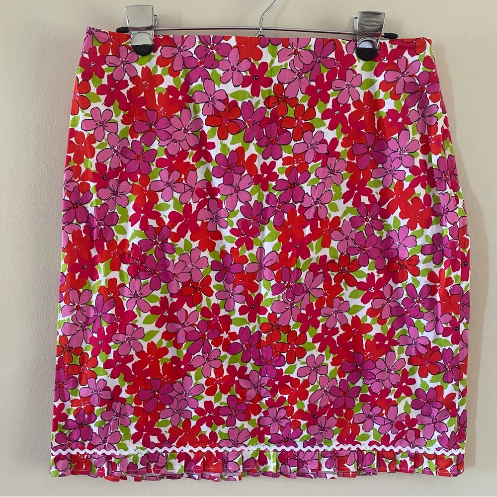 Vintage Madison Studio Women's Size 12 Multicolor Skirt Side Zip Floral Ruffled